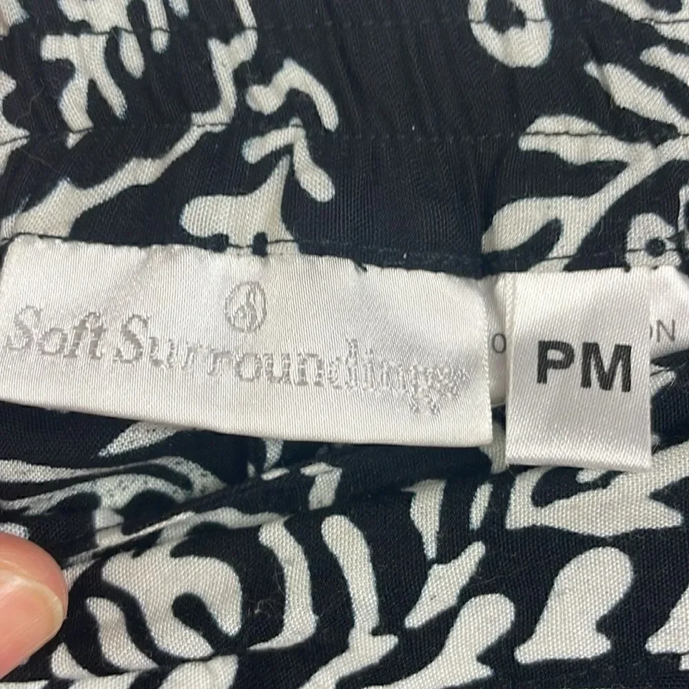Soft Surroundings Maxi Skirt Paisley Black and White with ruffle hem size PM